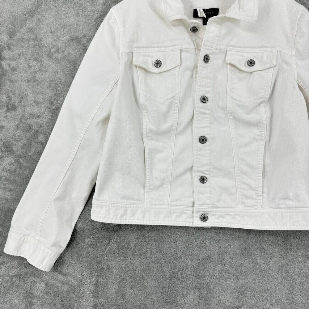 Talbots Jacket Large Denim Pockets Stretch Denim Pockets Casual Minimalist White - Picture 3 of 7